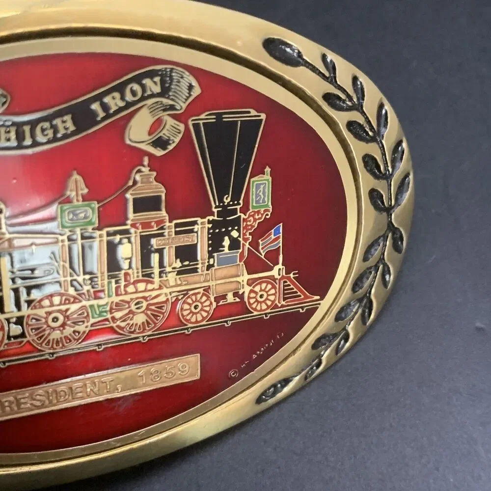 Vintage Heritage Buckles Brass High Iron Train President 1859 Belt Buckle Locom